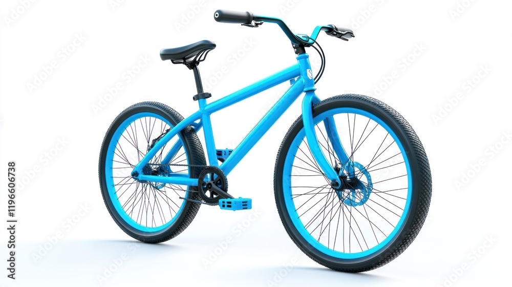 Obraz premium Light blue bicycle isolated on white background.