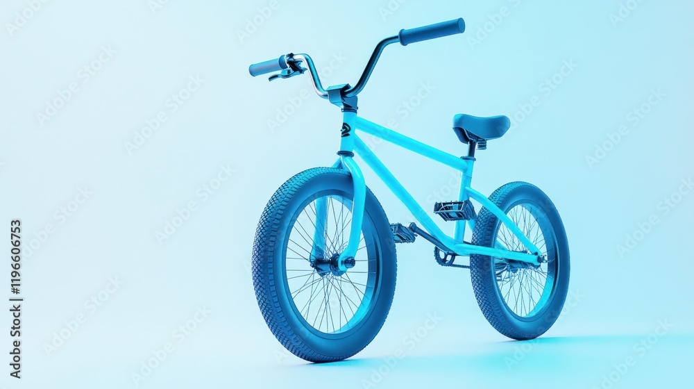 Light blue BMX bike on light blue background. Light blue BMX bike on light blue background.