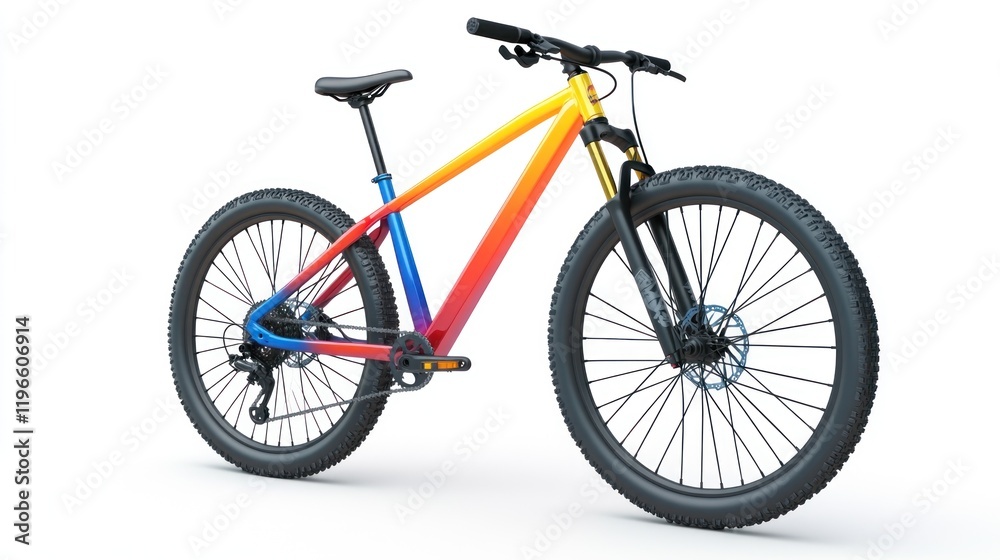 Fototapeta premium Vibrant gradient mountain bike isolated on white.