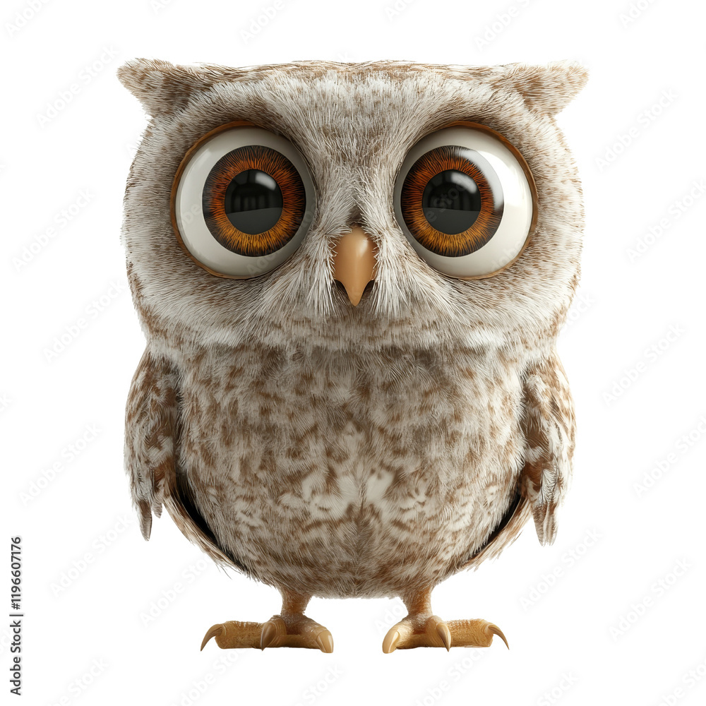 Obraz premium Owlet portrait nature park digital illustration cute