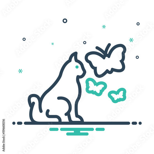 Mix icon for cat and butterfly