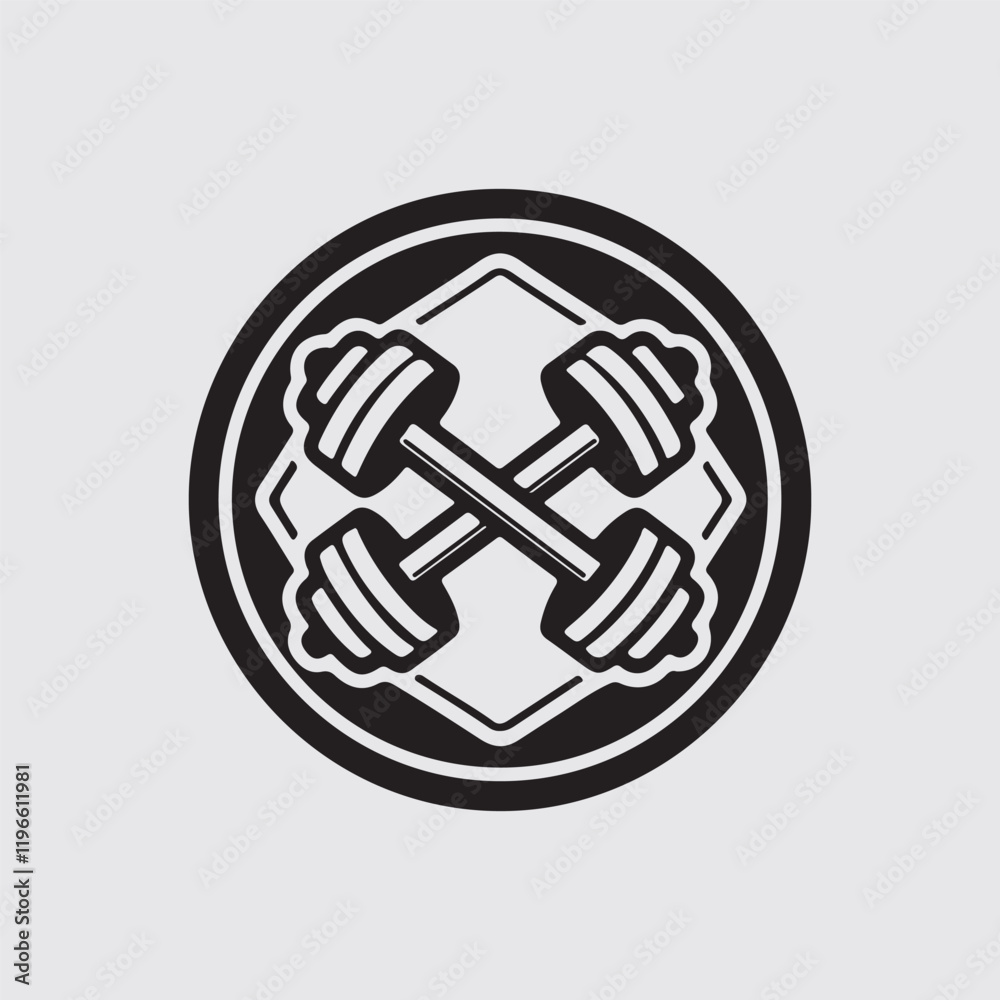 A bold gym logo vector featuring a muscular silhouette lifting a barbell, surrounded by a dynamic circular frame, with sharp, modern typography. A bold gym logo vector featuring a muscular silhouette lifting a barbell, surrounded by a dynamic circular frame, with sharp, modern typography.