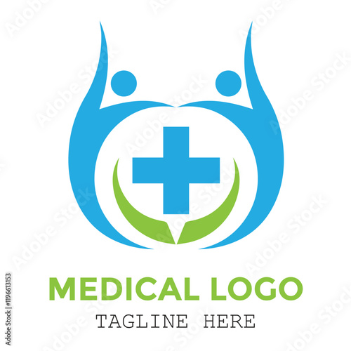 Health human expert protection medical sign with leaf logo design