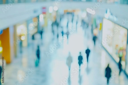 Blur, defocused background of public exhibition hall. Business tradeshow, job fair, or stock market. Organization or company event, commercial trading, or shopping mall marketing, Generative AI