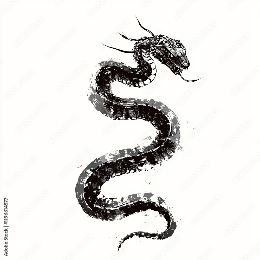 Obraz premium Black and White Snake Illustration