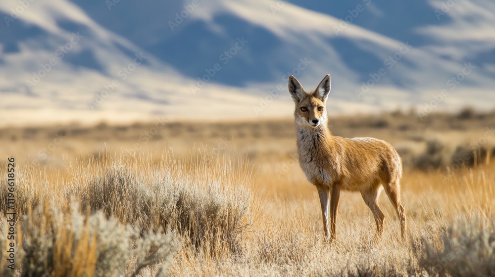 Coyote in a dry, grassy field Coyote in a dry, grassy field