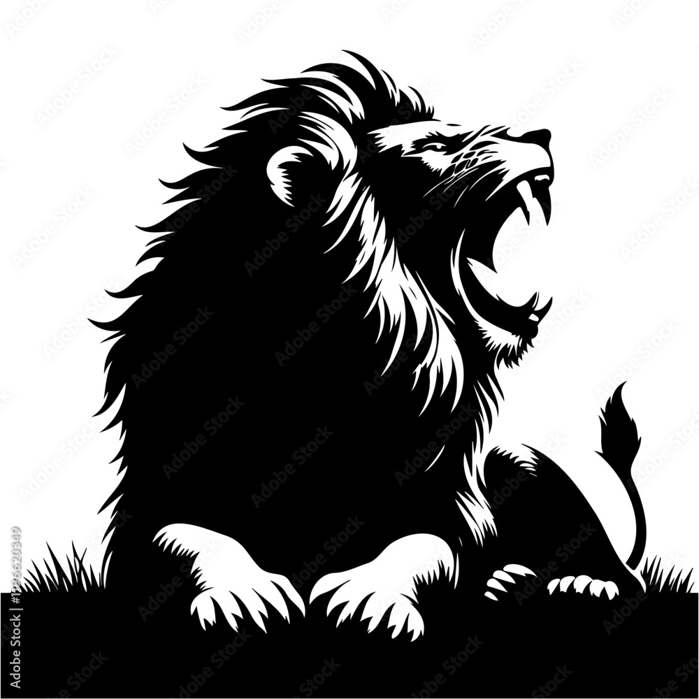 Fototapeta premium A lion in black silhouette style