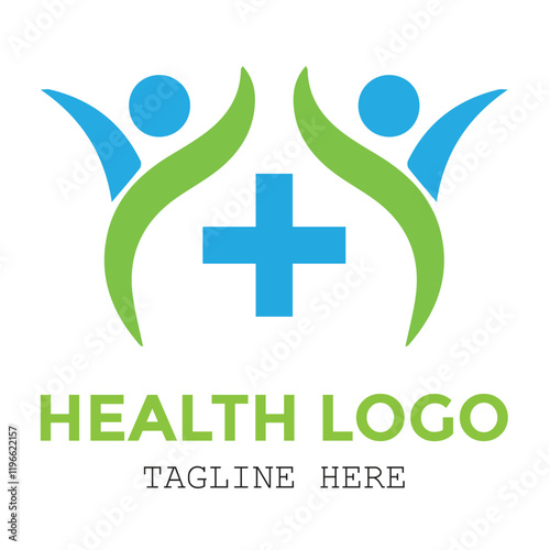 Healthcare logo with healthy two people medical modern concept design