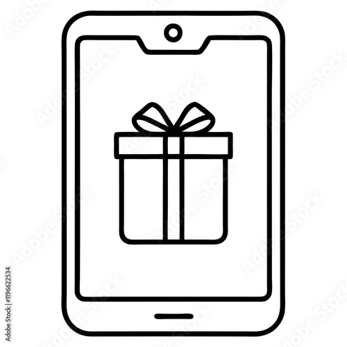 Gift box icon on mobile phone.  photo