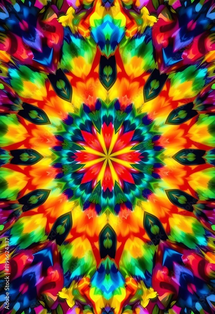Vibrant Kaleidoscope Pattern Featuring Vivid Rainbow Hues Vibrant Kaleidoscope Pattern Featuring Vivid Rainbow Hues