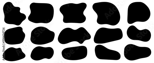 Hand drawn wavy organic form speech bubble, dialog frame background for text highlight set. Monochrome minimalistic sketch doodle set. 