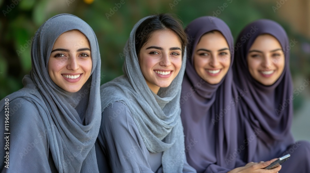 portrait of an Arabian Muslim happily using a smartphone portrait of an Arabian Muslim happily using a smartphone