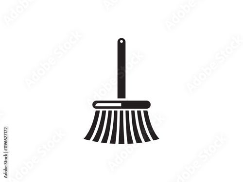 Clean Broom Silhouette and Icon Vector