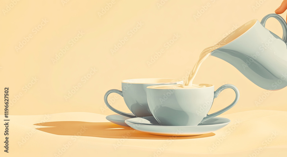 Obraz premium Pouring Milk into Cups
