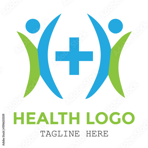 Integrated modern blue and green healthy medical concept Logo minimalist design