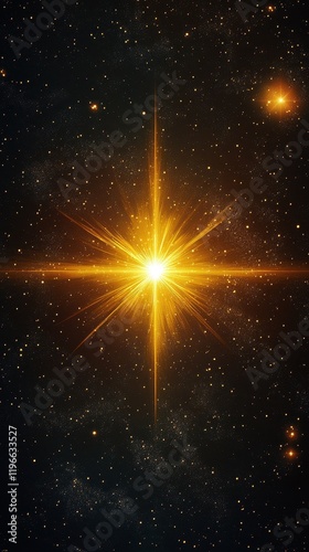 Golden Celestial Burst Amidst Starry Night Sky