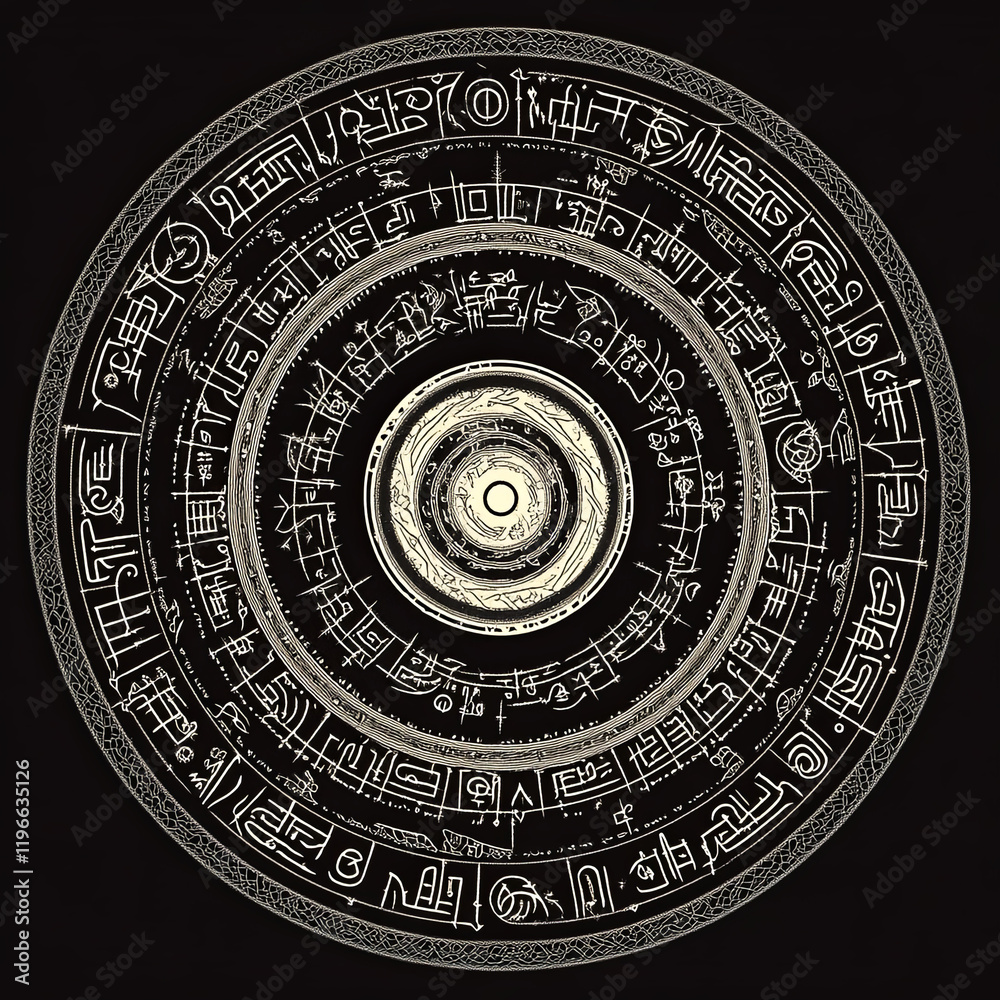 Naklejka premium Intricate Circular Glyph Design