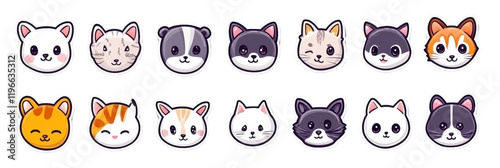 Cute cartoon animal stickers featuring various cat and panda faces, perfect for adding playful touch to your projects. These adorable designs are sure to bring joy photo