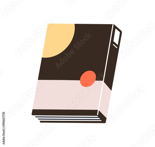Closed book in hardcover. Fiction literature, paper novel with abstract hard ...