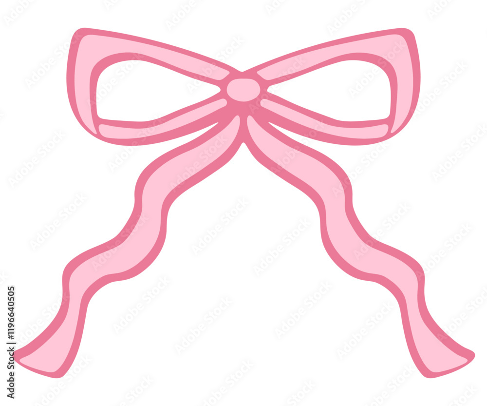 Hand drawn pink bow and ribbon doodle isolated. Hand drawn pink bow and ribbon doodle isolated.
