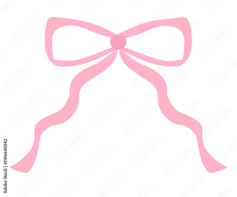 Hand drawn simple pink bow and ribbon isolated. Hand drawn simple pink bow and ribbon isolated.