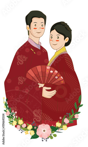 Cartoon Illustrations of Traditional Vietnamese Weddings
