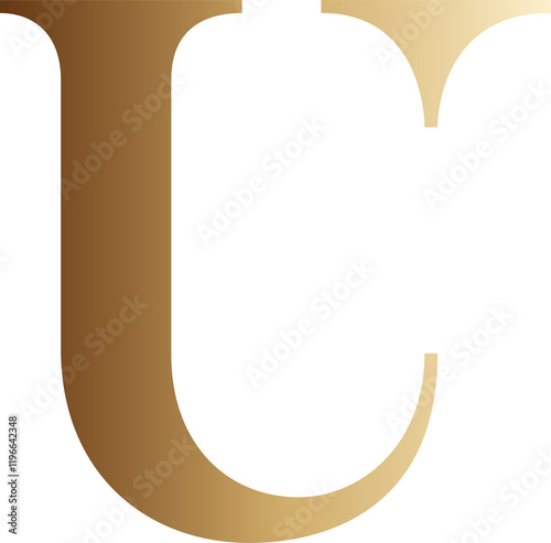 Gold Gradient Letter U Design 