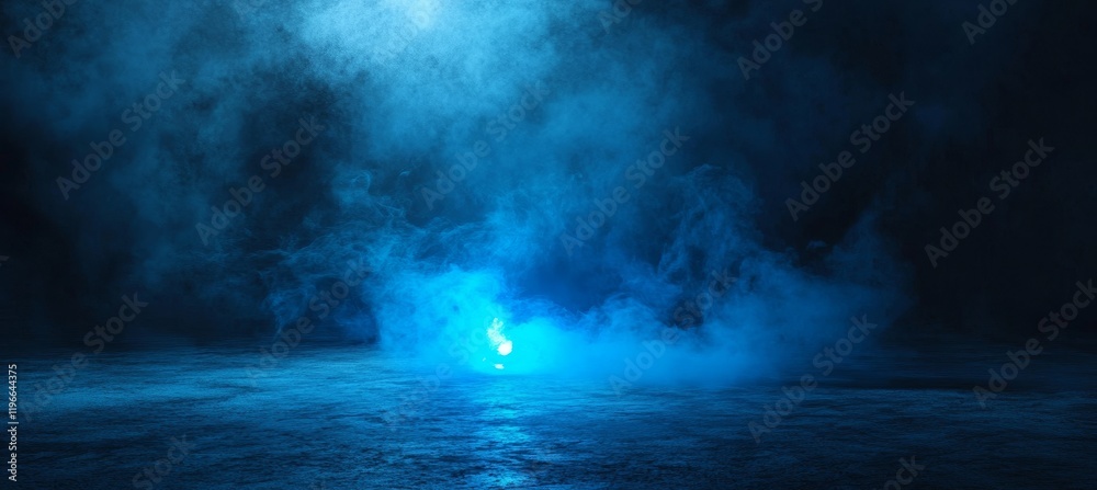 Obraz premium Blue smoke illuminated floor background.