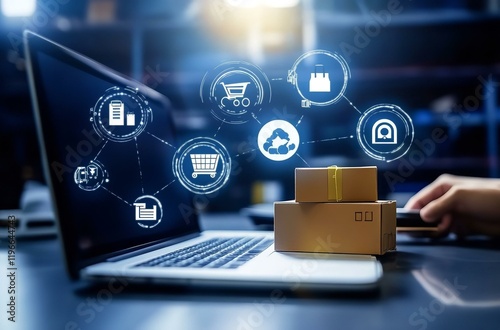Procurement management and supply chain concept. Procurement icons related to logistics supply chain and inventory management. procurement in ensuring efficient business operations.