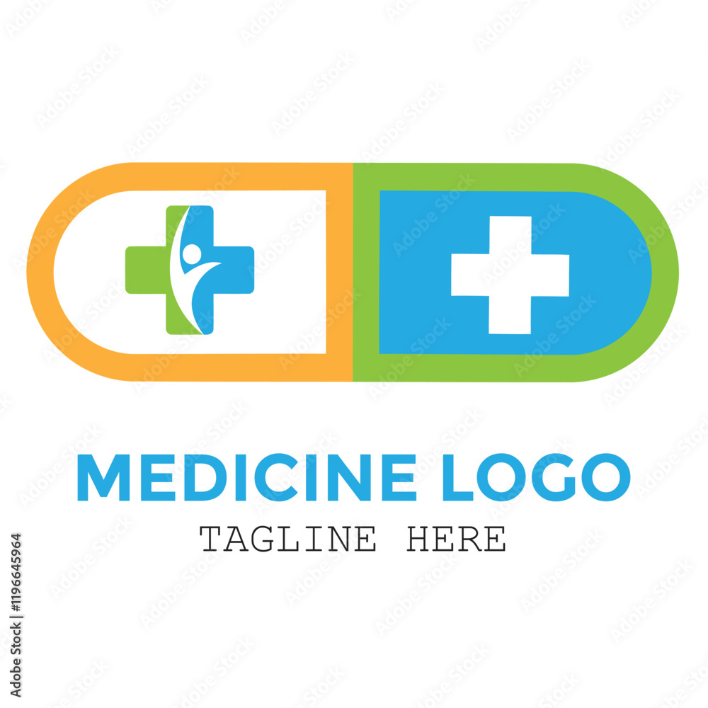 Fototapeta premium Medical medicine plus logo with pharmacy special logo design