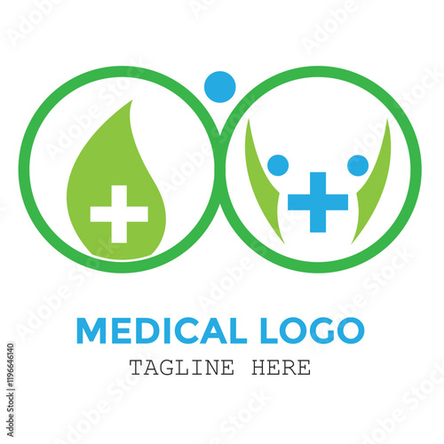 Medical pharmacy medicine services circle symbol with a cross logo design