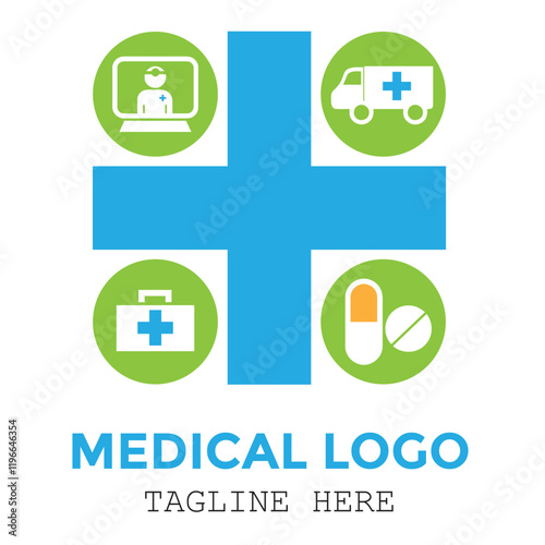 Medical sign and doctor medicine ambulance professional icon special logo design
