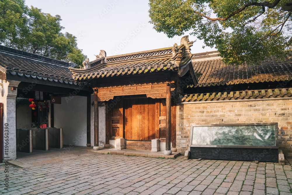 Detail close-up of ancient architecture in Huishan Ancient Town, Wuxi City, Jiangsu Province, China on July 28, 2024 Detail close-up of ancient architecture in Huishan Ancient Town, Wuxi City, Jiangsu Province, China on July 28, 2024