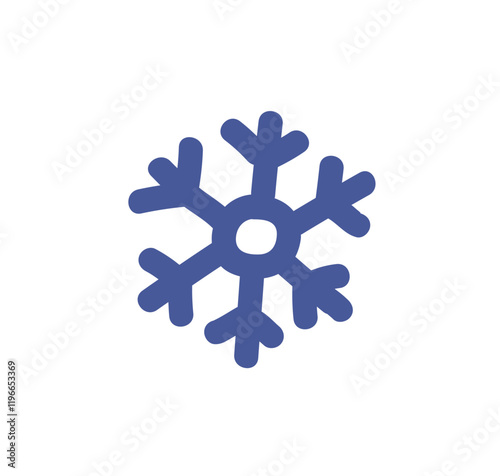 Snowflake icon. Frozen icy snow flake shape, decorative winter design element...