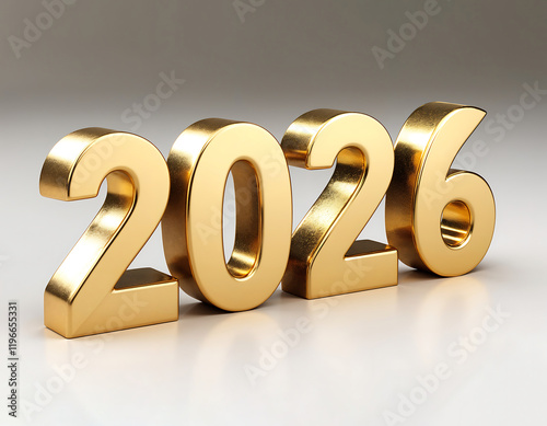 Golden 2026 New Year digits on neutral background