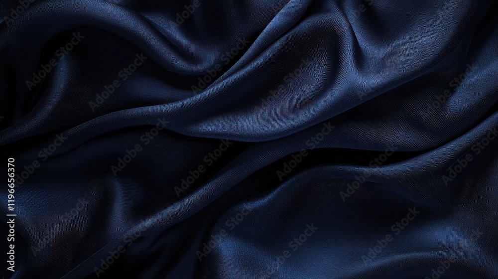Fototapeta premium Midnight Blue Silk Drape: Luxurious Texture and Deep Hues