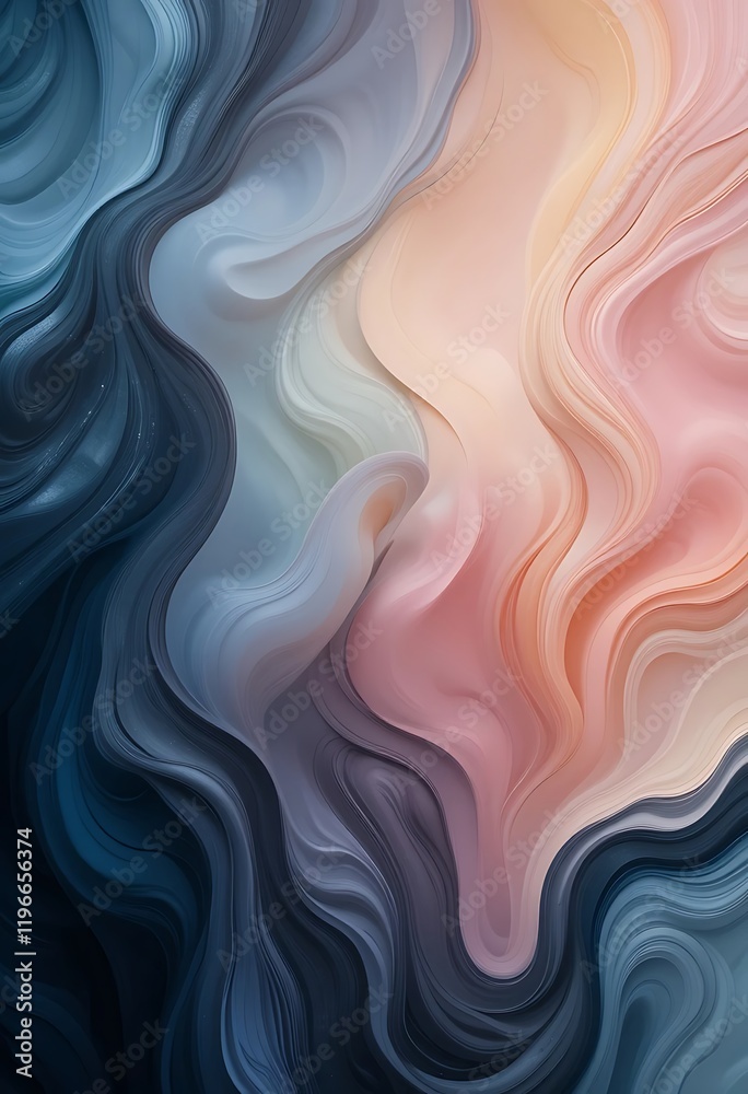 Obraz premium Abstract Swirling Hues Of Blue Pink And Beige