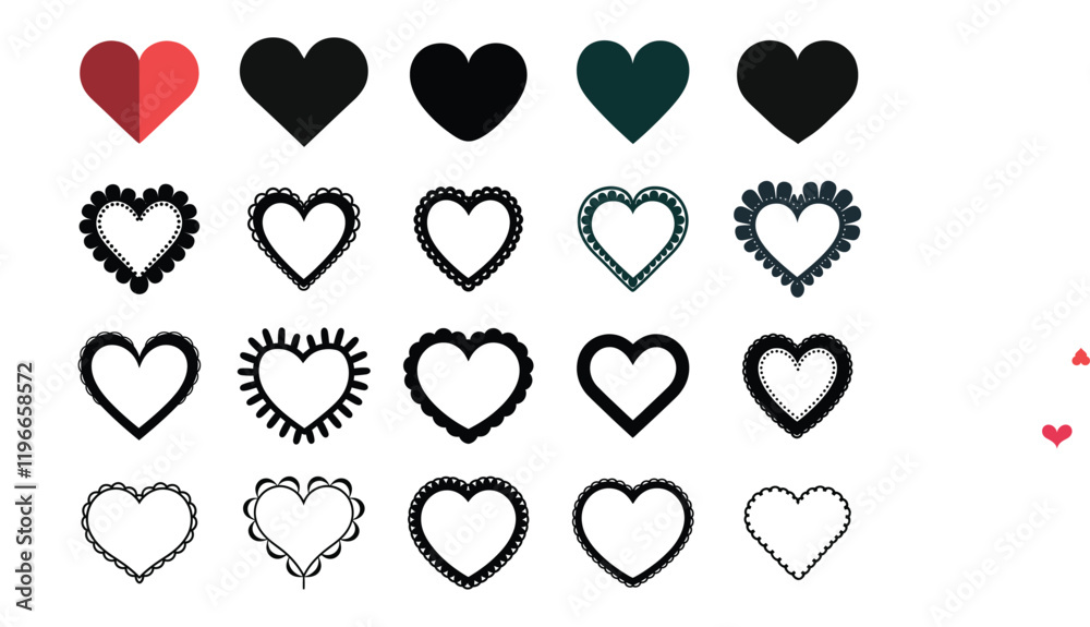 Set of heart icons collection vector Set of heart icons collection vector
