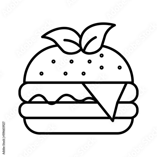 vegan burger line icon