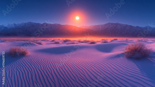 Masterful photography of intricate desert sand patterns with wind-cut ripples, morning light casting golden shadows on textured sand, and a gradient from caramel to cream. photo