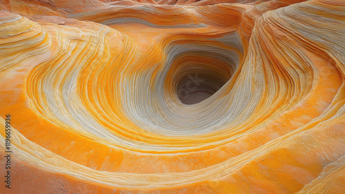 Masterful photography of intricate desert sand patterns with wind-cut ripples, morning light casting golden shadows on textured sand, and a gradient from caramel to cream. photo