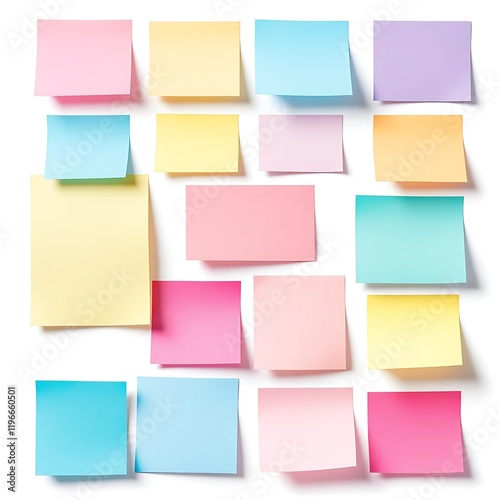 Assorted Colorful Sticky Notes Against a White Background