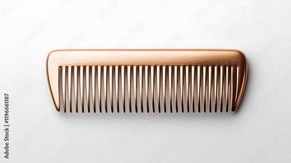 A sleek, copper-colored hair comb resting on a light background, highlighting its elegant design and smooth finish. A sleek, copper-colored hair comb resting on a light background, highlighting its elegant design and smooth finish.