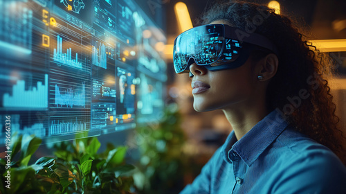 a woman wearing a virtual virtual virtual glasses