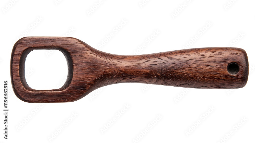 A wooden bottle opener with a simple design, showcasing its natural grain and sturdy handle, ideal for casual gatherings and home use. A wooden bottle opener with a simple design, showcasing its natural grain and sturdy handle, ideal for casual gatherings and home use.
