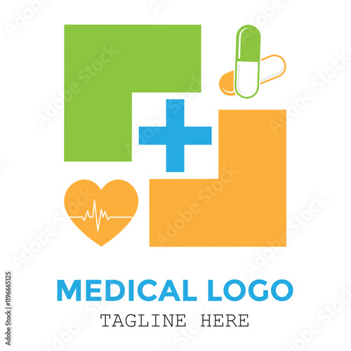 Modern healthy medical  medicine symbol minimalist colorful logo design