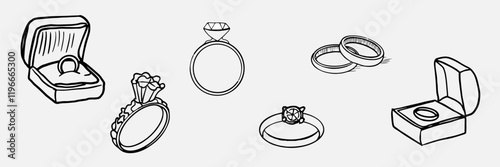 A set of wedding rings. Vector illustration