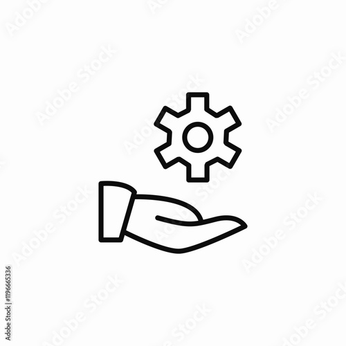 Service support hand gear icon vector sign