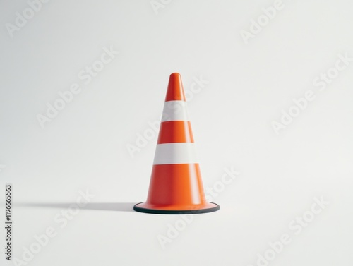 A bright orange traffic cone used for road construction and safety warning applications.