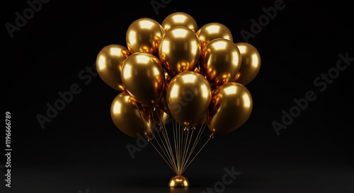Luxury Gold Balloons Party Celebration Festive Decor Shiny Glossy Elegance